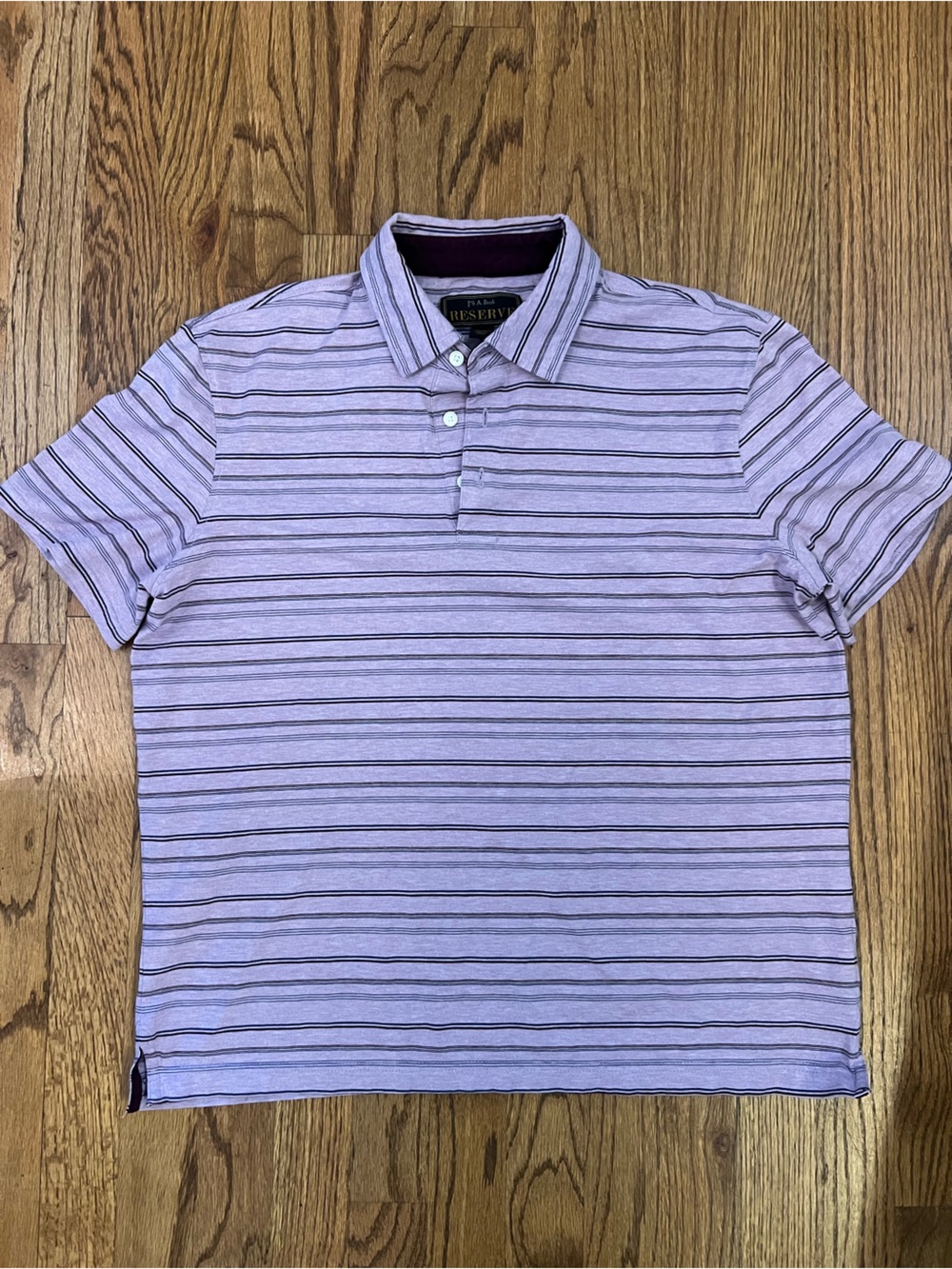 Men’s 100% Pima Cotton Casual Lavender Striped Polo- Jos A Banks Reserve